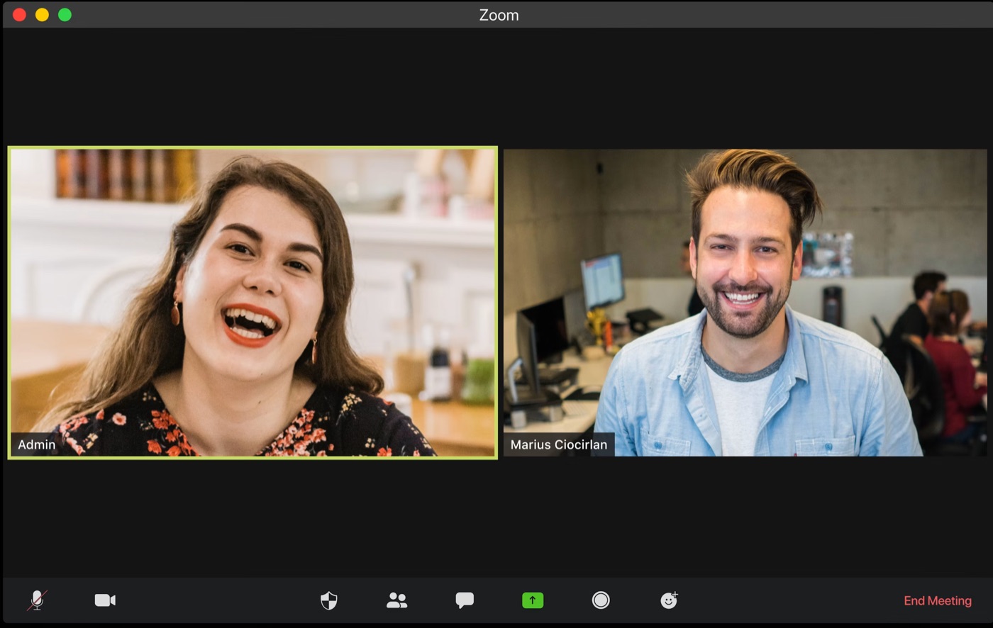 A video call between two people, with no recording bot present in the call